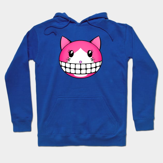 Pink Tuxie Kitty with Cheshire Grin Hoodie by RawSunArt